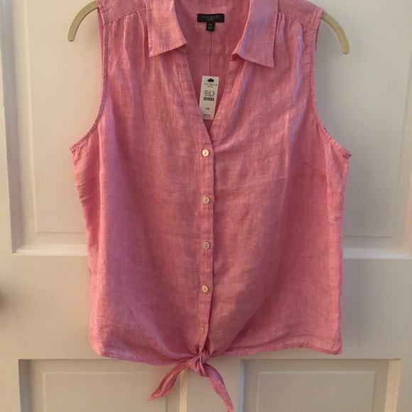 Talbots sleeveless linen front tie pink shirt 👚 - Picture 5 of 7